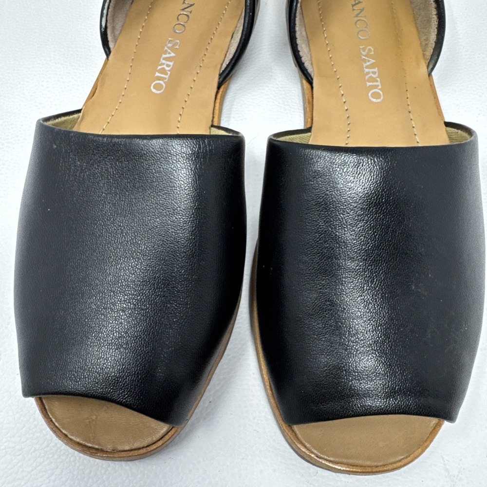 Franco Sarto Comfortable Flats Black Soft Leather Open Toe Slip On Shoes, 5.5M - Picture 3 of 16